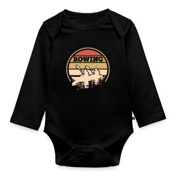 Sonnenuntergang Der Rudermannschaft - Baby Bio-Langarm-Body - Schwarz - Vorne