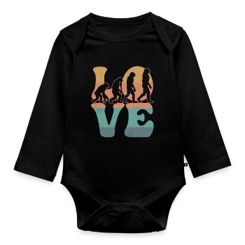 Charles Darwin Theory of Evolution LOVE - Organic Longsleeve Baby Bodysuit - black - Front