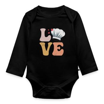 Chef Cooking LOVE - Body Bébé bio manches longues - noir - Devant