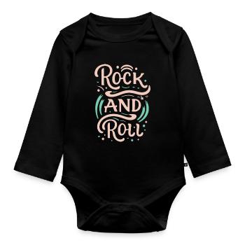 Devise de la déclaration rock and roll - Body Bébé bio manches longues - noir - Devant