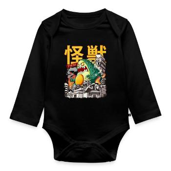 Kaiju Avocado Japanisches Anime-Monster - Baby Bio-Langarm-Body - Schwarz - Vorne