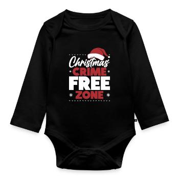 Zone sans crime de Noël Police du Père Noël - Body Bébé bio manches longues - noir - Devant