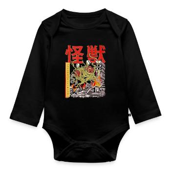 Kaiju Flying Spaghetti Monster Japanischer Anime F - Baby Bio-Langarm-Body - Schwarz - Vorne