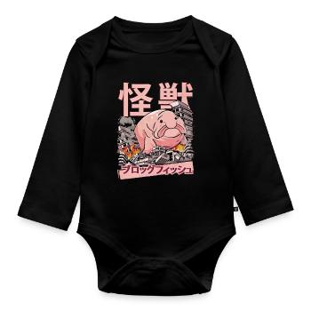 Kaiju Blobfish Anime Japonais Monster Fish - Body Bébé bio manches longues - noir - Devant