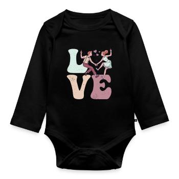 Dancer LOVE - Organic Longsleeve Baby Bodysuit - black - Front