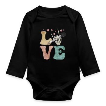 Death Metal Heavy Metal LOVE - Organic Longsleeve Baby Bodysuit - black - Front