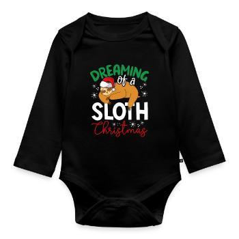 Träumen Sie Von Einem Faultier Xmas - Baby Bio-Langarm-Body - Schwarz - Vorne