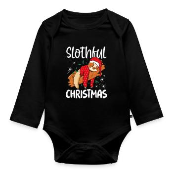 Träge Weihnachten - Baby Bio-Langarm-Body - Schwarz - Vorne