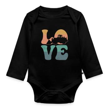 Bulldozer Heavy Equipment Operator HEO Truck LO - Organic Longsleeve Baby Bodysuit - black - Front