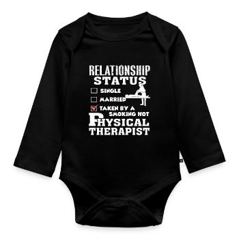 Physical Therapist Relationship Status - Organic Longsleeve Baby Bodysuit - black - Front
