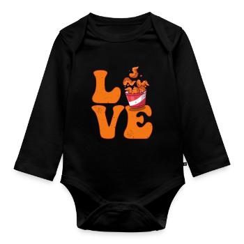 Les ailes de poulet LOVE - Body Bébé bio manches longues - noir - Devant