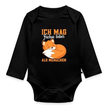 Fuchs Spruch Fuchs Outfit Fuchsliebhaber Fuchs - Baby Bio-Langarm-Body - Schwarz - Vorne