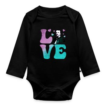Edgar Allan Poe English Literature LOVE - Organic Longsleeve Baby Bodysuit - black - Front