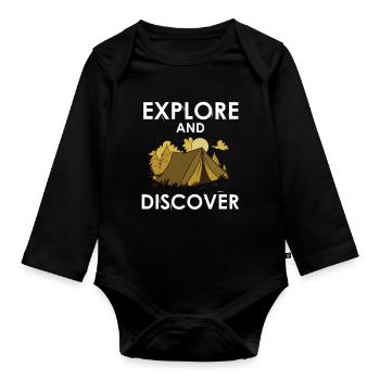 Explore and discover - Baby Bio-Langarm-Body - Schwarz - Vorne