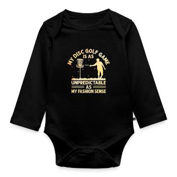 Disc Golf Player Disc Golfer Frisbee Player Par Pu - Body Bébé bio manches longues - noir - Devant