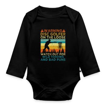 Disc Golf Player Disc Golfer Frisbee Player Par Pu - Baby Bio-Langarm-Body - Schwarz - Vorne