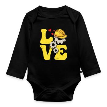 Ingénieur Ingénierie LOVE - Body Bébé bio manches longues - noir - Devant