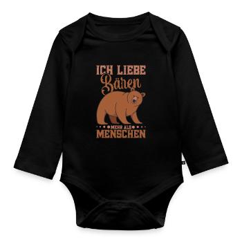 Braunbär Bärenliebhaber Schwarzbär Outfit Bärenfan - Baby Bio-Langarm-Body - Schwarz - Vorne