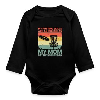 Disc Golf Player Disc Golfer Frisbee Player Par Pu - Baby Bio-Langarm-Body - Schwarz - Vorne