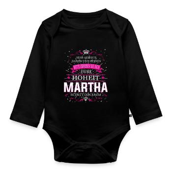 Martha ist wieder da, alles wird gut - Baby Bio-Langarm-Body - Schwarz - Vorne
