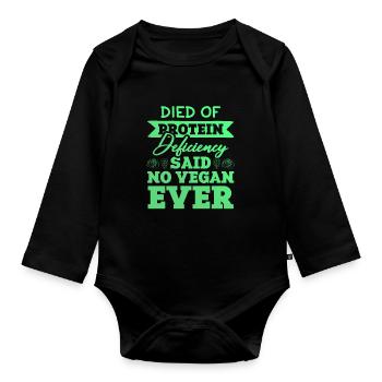 vegan veganer - Baby Bio-Langarm-Body - Schwarz - Vorne