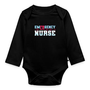 Nurse Emergency Nurse - Organic Longsleeve Baby Bodysuit - black - Front