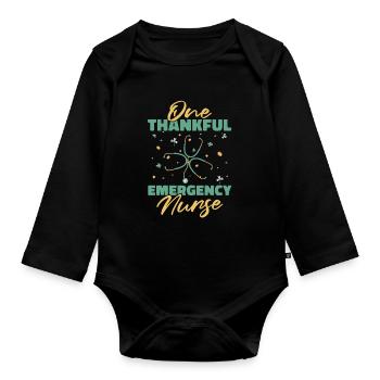 Nurse Stethoscope - Organic Longsleeve Baby Bodysuit - black - Front