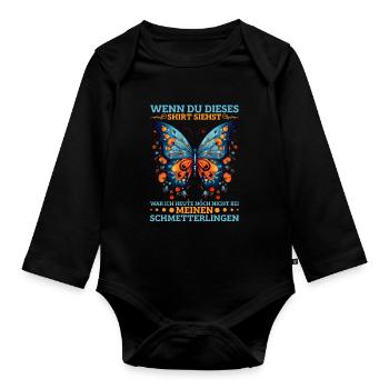 Schmetterlingsliebhaber Schmetterlingszüchter - Baby Bio-Langarm-Body - Schwarz - Vorne