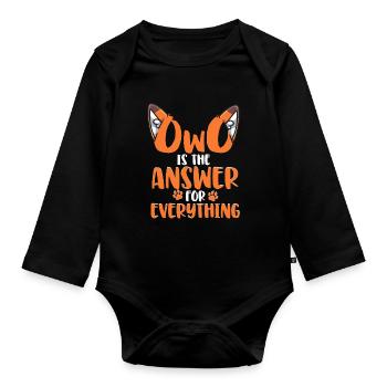 Furry Fandom Fursona Fuchs - Baby Bio-Langarm-Body - Schwarz - Vorne
