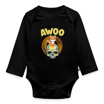 Furry Fandom Fursona Fursuit Fuchs - Baby Bio-Langarm-Body - Schwarz - Vorne