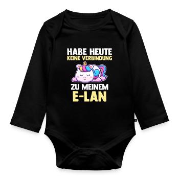 Einhorn Habe Heute Keine Verbindung Zu Meinem E-La - Baby Bio-Langarm-Body - Schwarz - Vorne