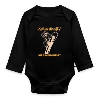 Berge Skipiste Snowboarden Snowboarding - Baby Bio-Langarm-Body - Schwarz - Vorne