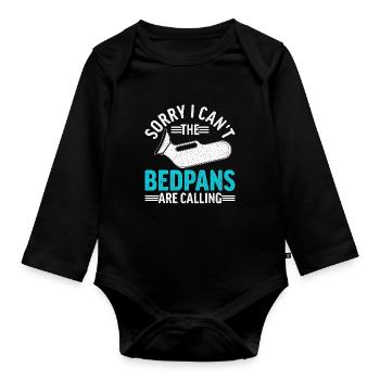 Geriatric Care Assistant Nursing Assistant Bedpan - Organic Longsleeve Baby Bodysuit - black - Front