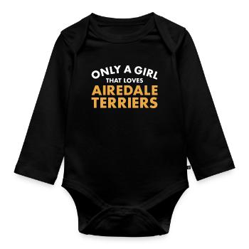 Seulement une fille qui aime Airedale Terrier - Body Bébé bio manches longues - noir - Devant