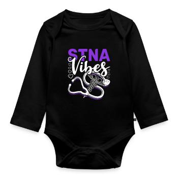 Geriatric Care Assistant Vibes Nursing Assistant - Organic Longsleeve Baby Bodysuit - black - Front