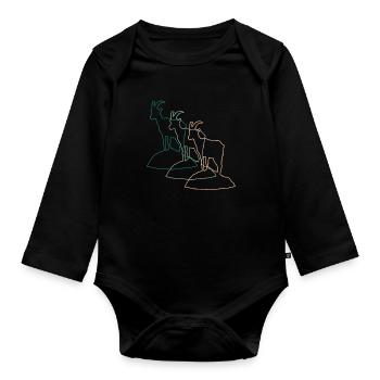 Défilé des chèvres de montagne - Majesté des Alpes - Body Bébé bio manches longues - noir - Devant