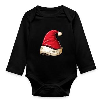 Santa Hat Christmas Hat - Organic Longsleeve Baby Bodysuit - black - Front