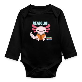 Readolotl Pun Design for Axolotl Lovers - Organic Longsleeve Baby Bodysuit - black - Front