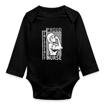 Nurse Emergency Nurse - Organic Longsleeve Baby Bodysuit - black - Front