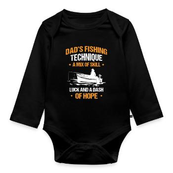Pêche Papa Papa Pêcheur Childern Drôle Poisson Alors - Body Bébé bio manches longues - noir - Devant