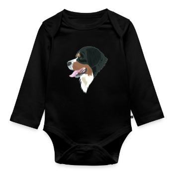 Simple Bernese Mountain Dog Gift - Organic Longsleeve Baby Bodysuit - black - Front