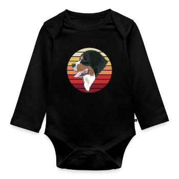 Simple Bernese Mountain Dog Gift - Organic Longsleeve Baby Bodysuit - black - Front