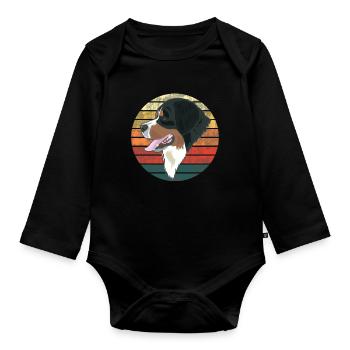 Simple Bernese Mountain Dog Gift - Organic Longsleeve Baby Bodysuit - black - Front