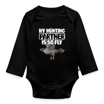 Hunter Hawking Falconer - Organic Longsleeve Baby Bodysuit - black - Front