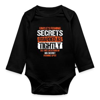 Fishing Uncle Fisherman Uncles Funny Fish Perfect - Organic Longsleeve Baby Bodysuit - black - Front