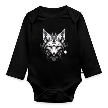 Mecha Tier Tiger Wolf Fuchs Dino Bär Cyborg - Baby Bio-Langarm-Body - Schwarz - Vorne