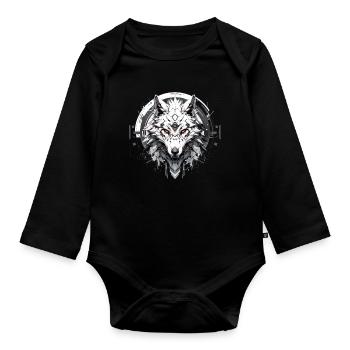 Mecha Animal : tigre, loup, renard, dinosaure, - Body Bébé bio manches longues - noir - Devant