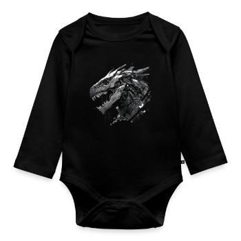 Mecha Tier Tiger Wolf Fuchs Dino Bär Cyborg - Baby Bio-Langarm-Body - Schwarz - Vorne