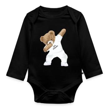 Dabbing Teddy - Baby Bio-Langarm-Body - Schwarz - Vorne
