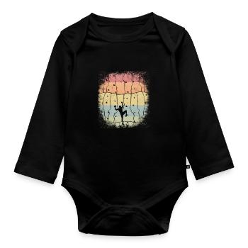 Bouldern Klettern Vintage Retro Kletterer - Baby Bio-Langarm-Body - Schwarz - Vorne